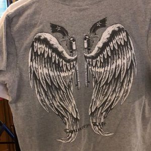 Country Life T-Shirt with Angel Wings and Pistols
